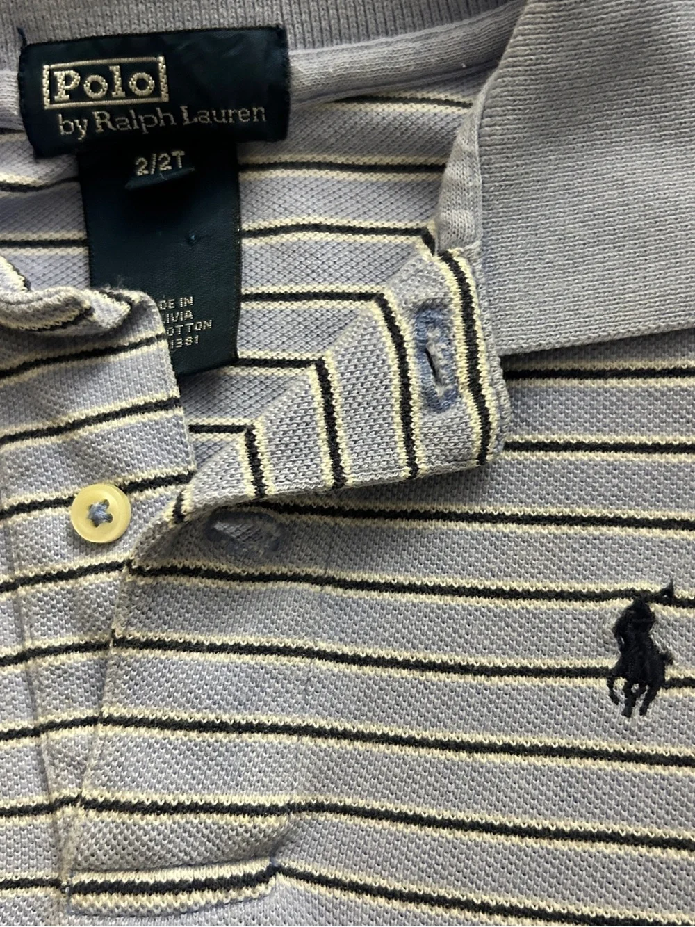 Polo Ralph Lauren Kids Light Blue Striped Short-Sleeve Polo 2T